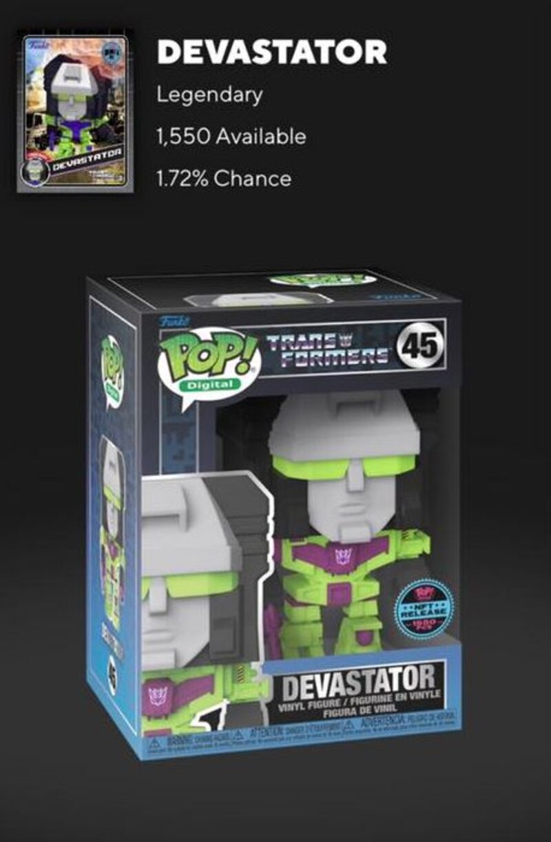 Devestator Transformers NFT hotsell Funko Pop